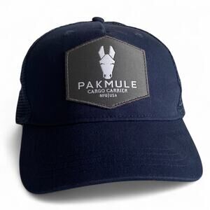 Pakmule Cargo Carrier Navy Blue Trucker Hat Snapback Mesh Logo Patch Cap